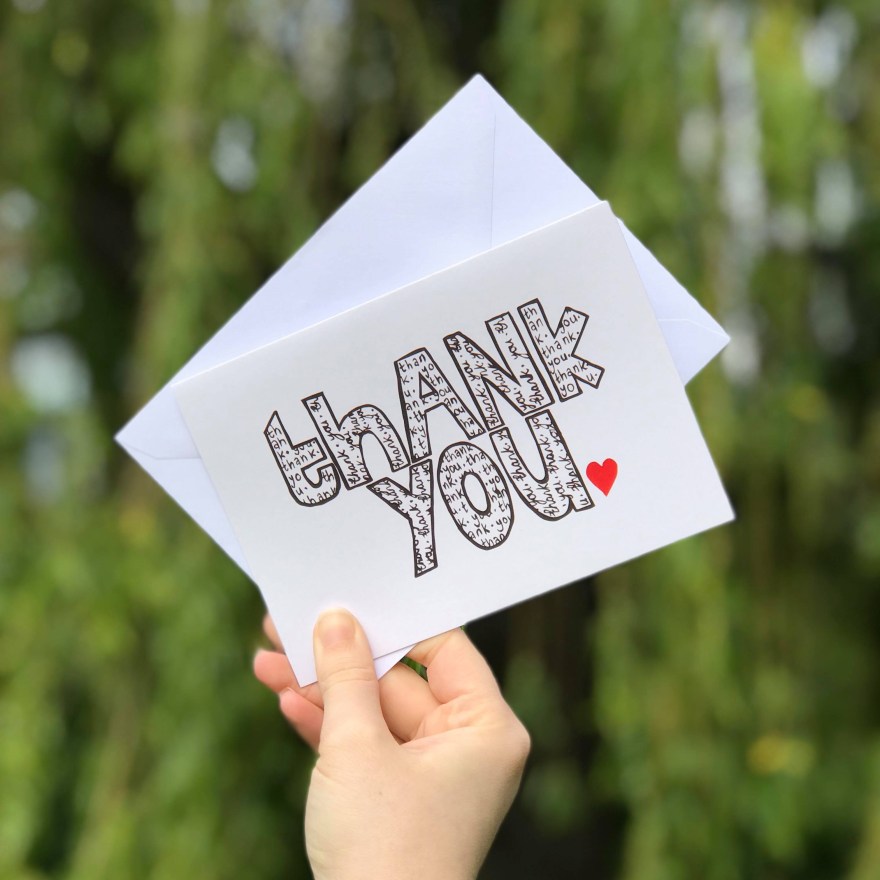 Thank You Heart Note Card, Becky Lees