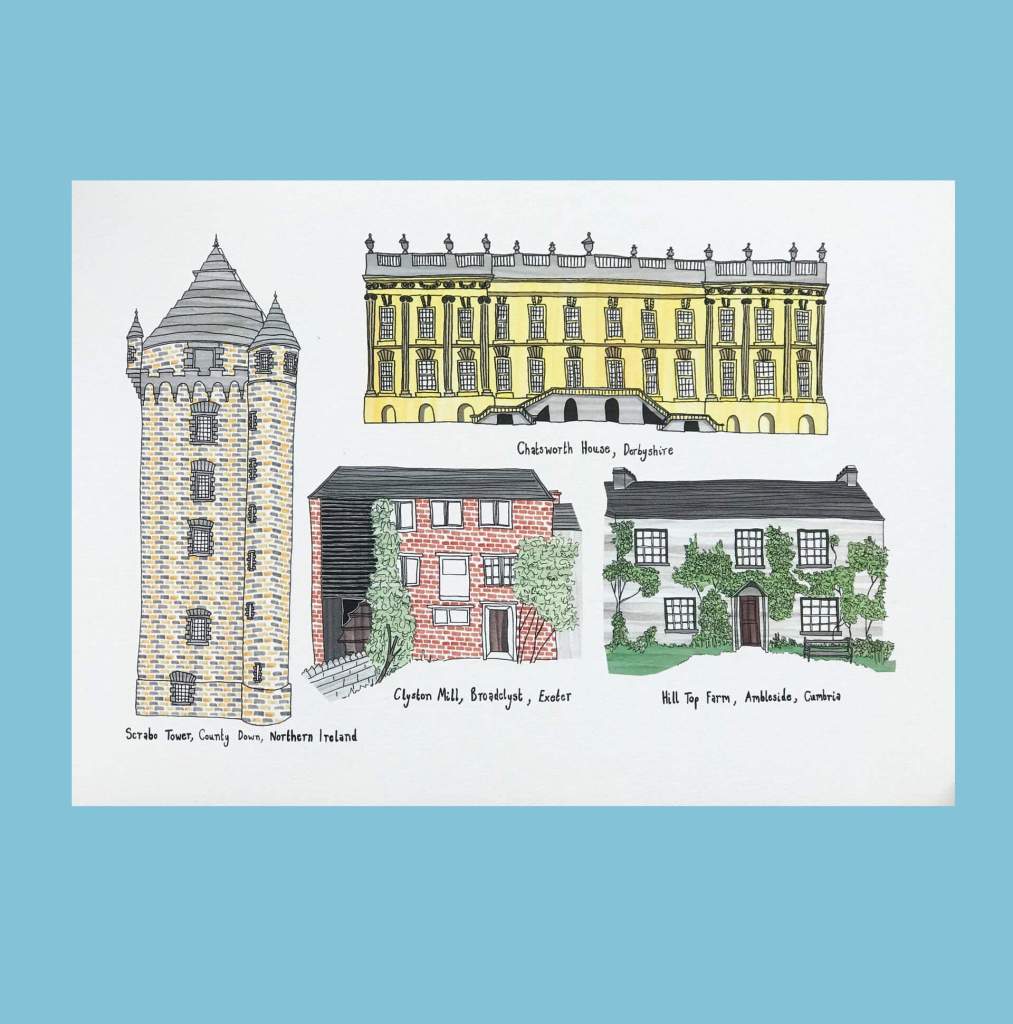 Building Illustrations, Portraits of Countryside Buildings by Becky Lees