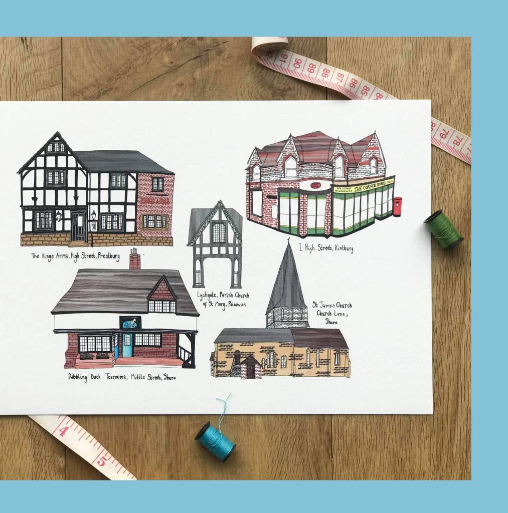 Building Illustrations, Portraits of Village Buildings by Becky Lees