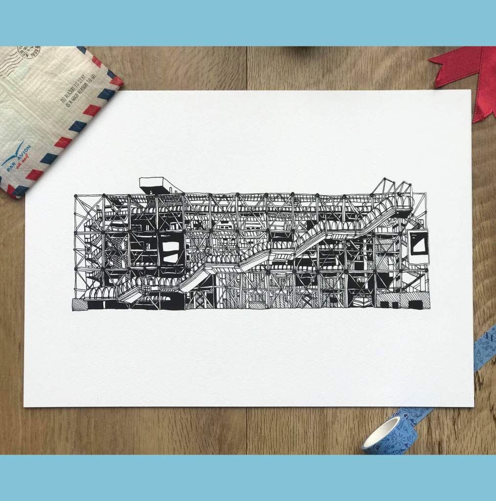 Pompidou Building Illustration by Becky Lees
