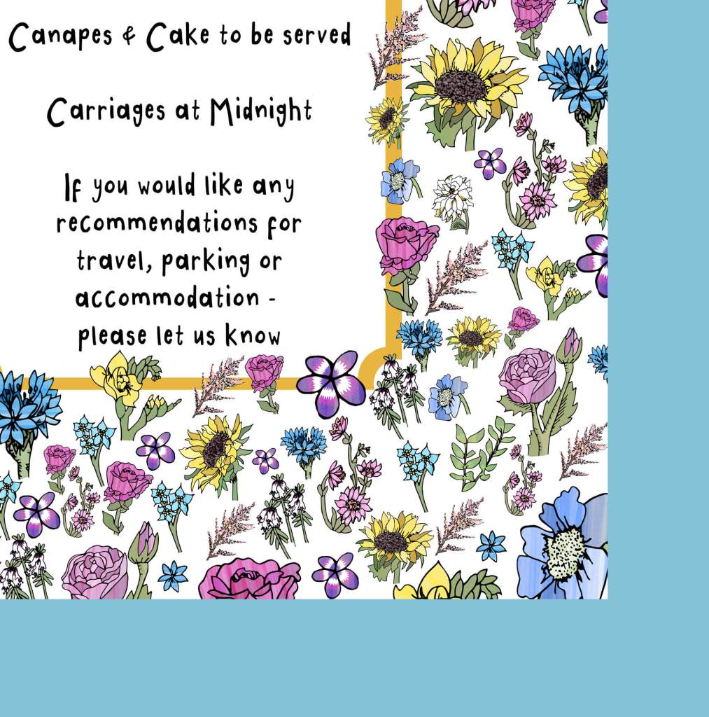 Detail of Evening Invitation Sunflower Design by Becky Lees